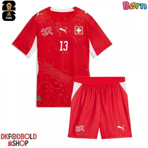 Schweiz Zeki Amdouni #23 Hjemmebanesæt Børn VM 2026 Kort ærmer (+ korte bukser)